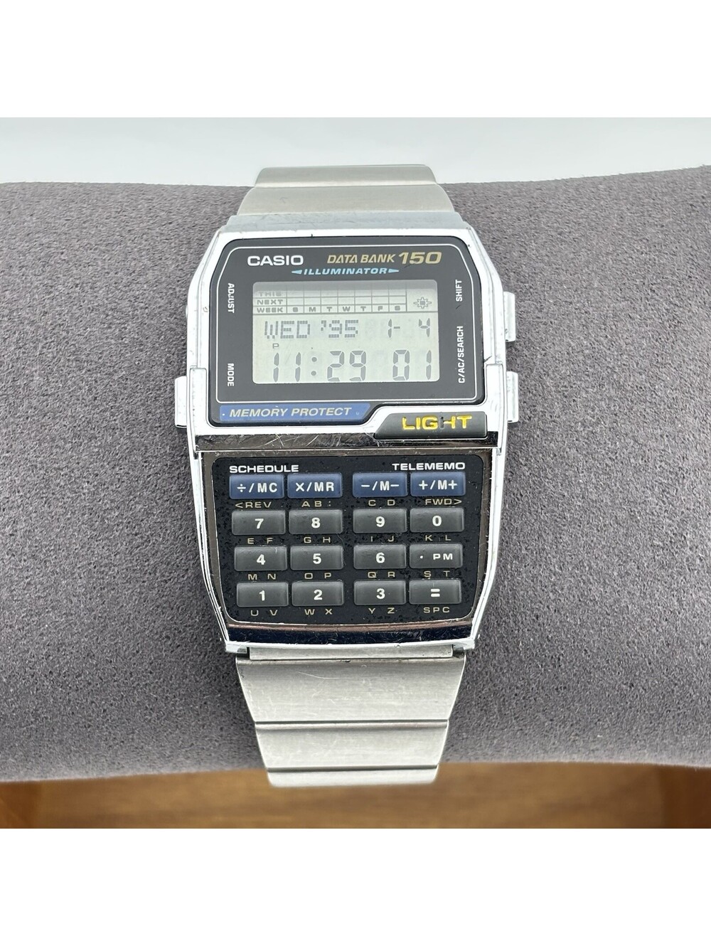 Vintage Casio DBC-1500 Data Bank 150 Retro Calculator Watch Stainless Steel